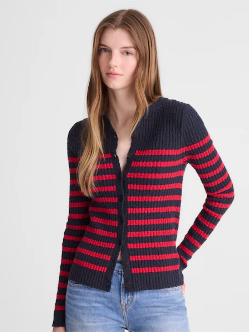 Madewell Striped Bouclé-Knit Cardigan NWT - Medium